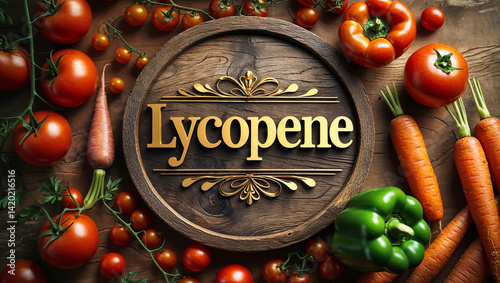 lycopene sign, fresh tomatoes and carrots