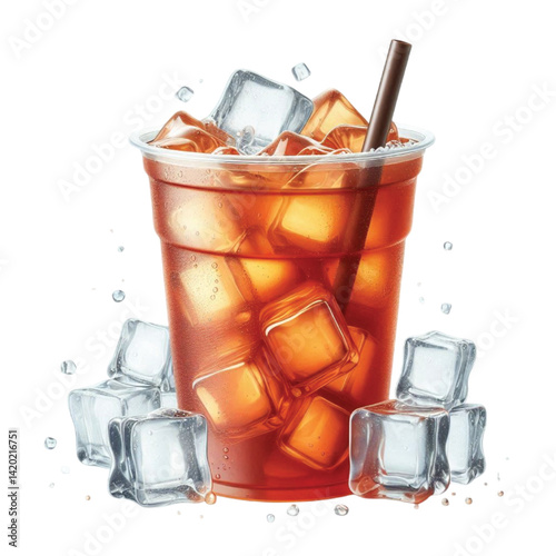 glass of cola with ice