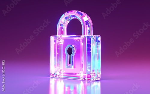 Neon Lock Digital Art