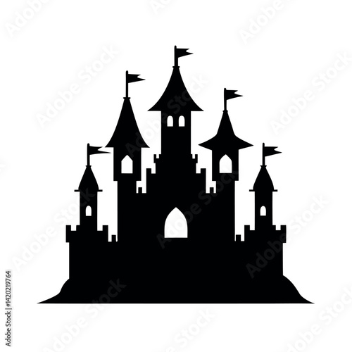 Black Castle Silhouette Vector Art
