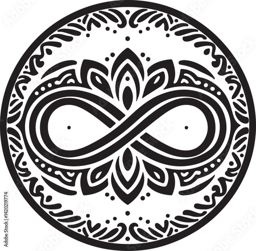 simple Infinity Symbol mandala design silhouette vector style with white background
