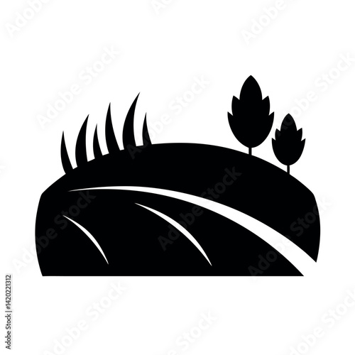 Field Vector Silhouette with White Background