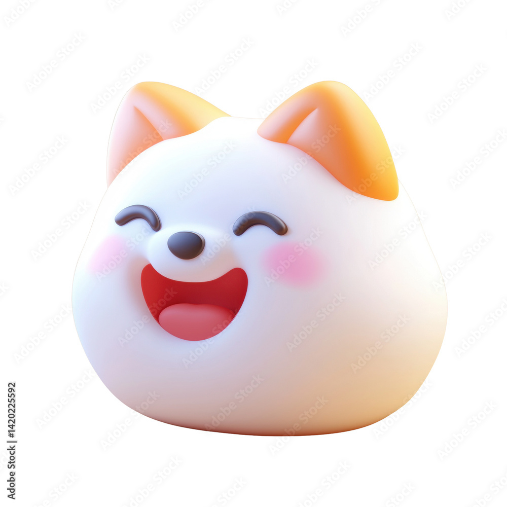 Cheerful Cute Cartoon Dog Face Smiling Happy Expression 3D Render Cheerful Cute Cartoon Dog Face Smiling Happy Expression 3D Render