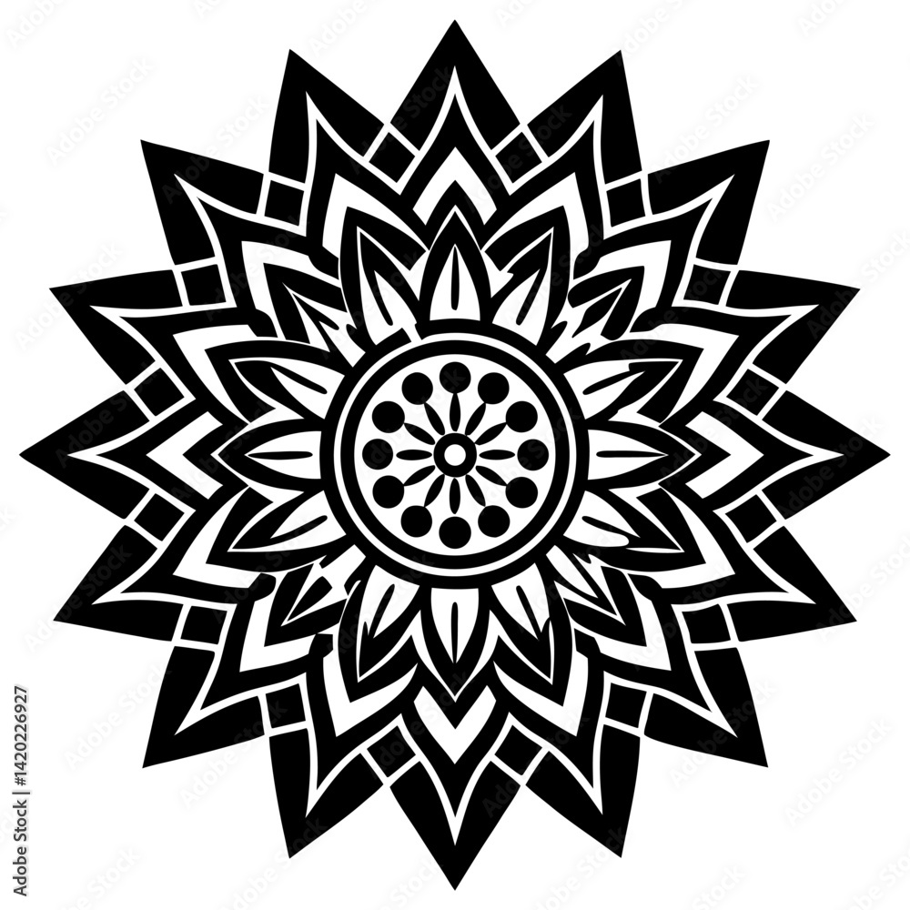 Intricate Mandala Vector Design – Floral Geometric Symmetry for Coloring Books, Tattoos, and Boho Decor Intricate Mandala Vector Design – Floral Geometric Symmetry for Coloring Books, Tattoos, and Boho Decor
