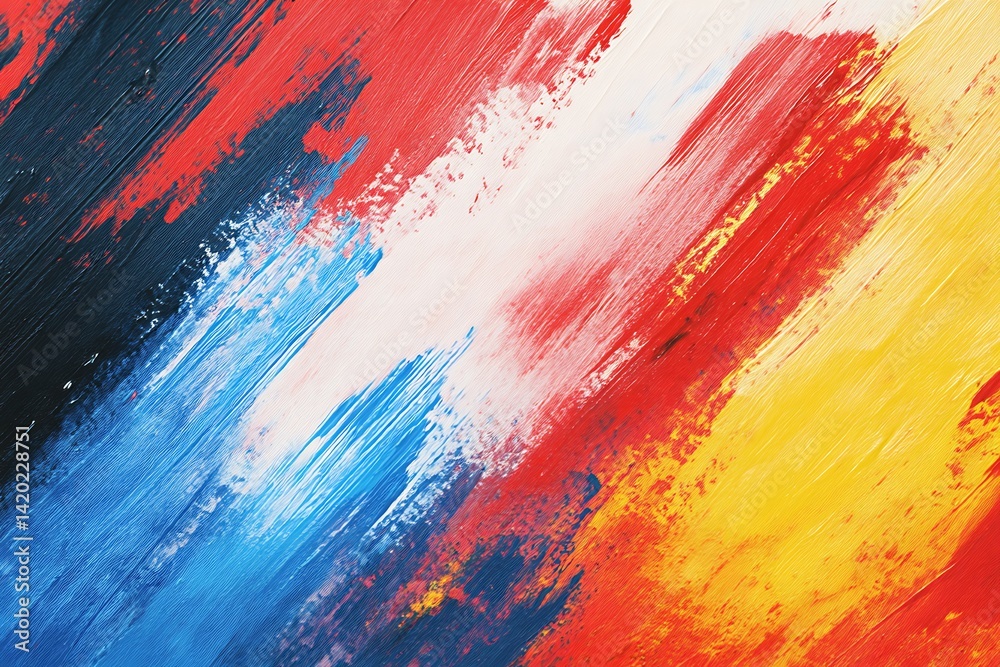 Abstract brush strokes in red, yellow, and white, creating a dynamic and vibrant artistic composition. Abstract brush strokes in red, yellow, and white, creating a dynamic and vibrant artistic composition.
