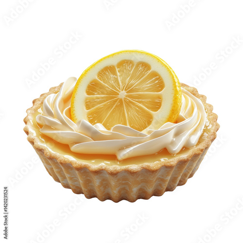 Delicious Lemon Tart with Whipped Cream and Fresh Lemon Slice