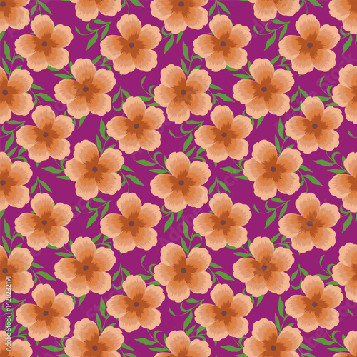 Vintage seamless floral pattern. Liberty style background of small mauve and lilac flowers. Small flowers scattered over a white background. Stock for printing on surfaces