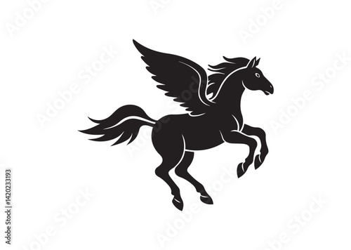 Flying horse unicorn silhouette vector