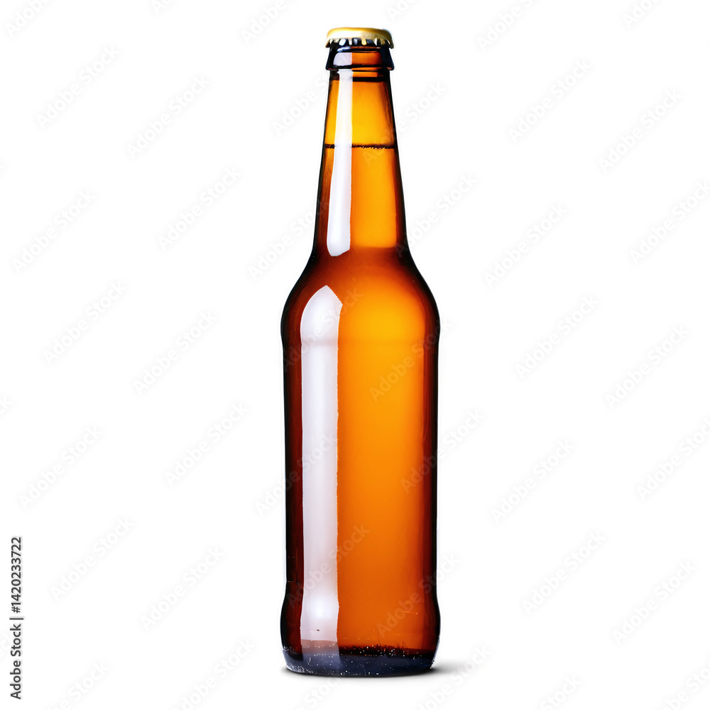 glass bottle of of beer isolated on transparent background