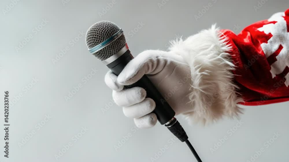 Holiday Concept. A hand holding a microphone.