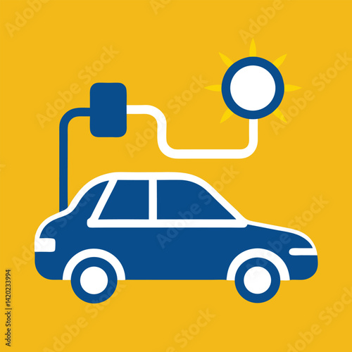 car charging with sun power icon