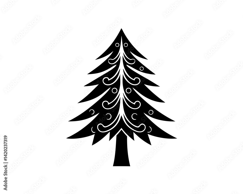 Obraz premium creative details Evergreen tree icon Vector Illustration