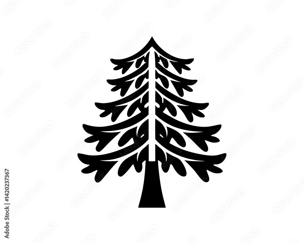 Obraz premium creative details Evergreen tree icon Vector Illustration 