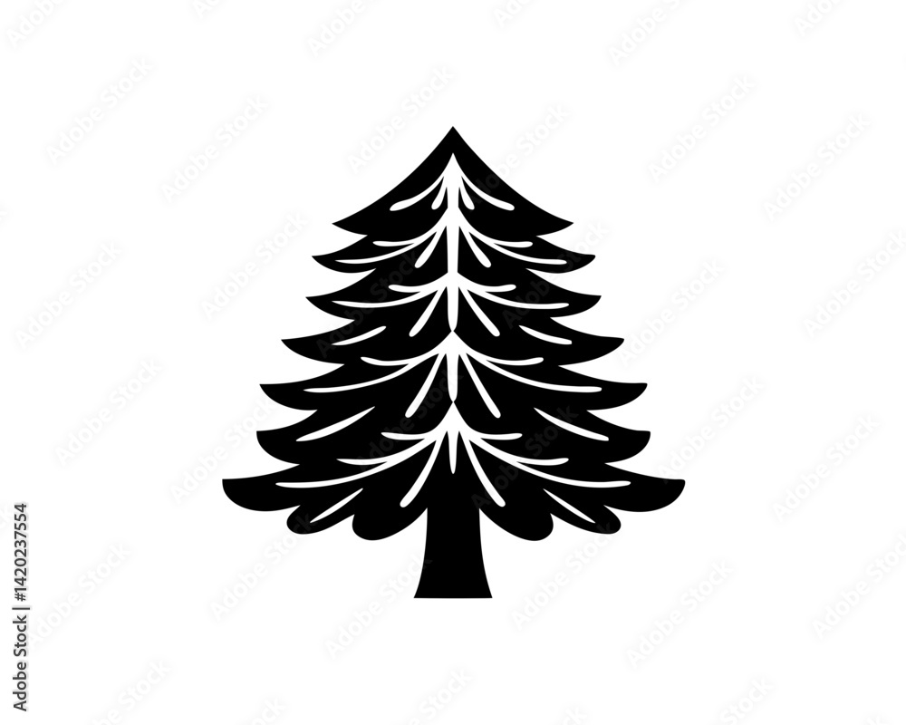 Obraz premium creative details Evergreen tree icon Vector Illustration 