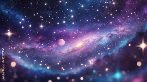 High-definition star field with colorful night sky featuring nebulae and galaxies