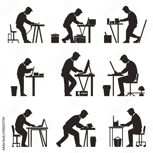 Silhouette of people working at desks