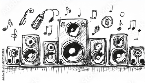 Music icons that look like they were hastily drawn by hand