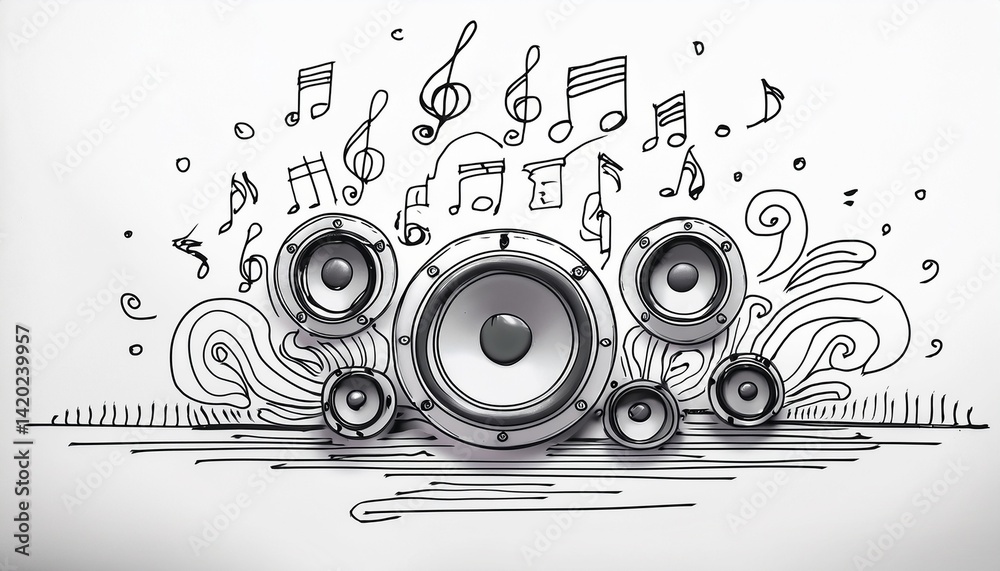 Obraz premium Music icons that look like they were hastily drawn by hand