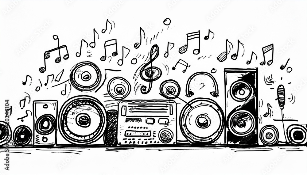 Fototapeta premium Music icons that look like they were hastily drawn by hand