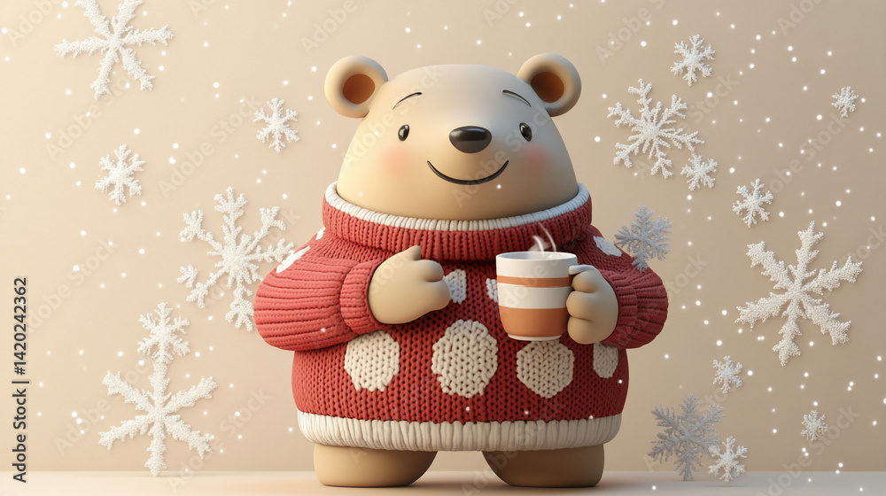 Cozy bear with cocoa Cozy bear with cocoa