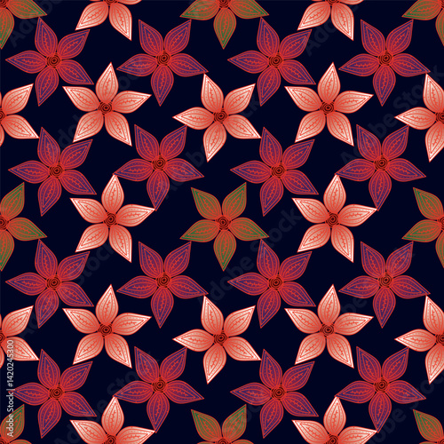 Vintage seamless floral pattern. Liberty style background of small mauve and lilac flowers. Small flowers scattered over a white background. Stock for printing on surfaces