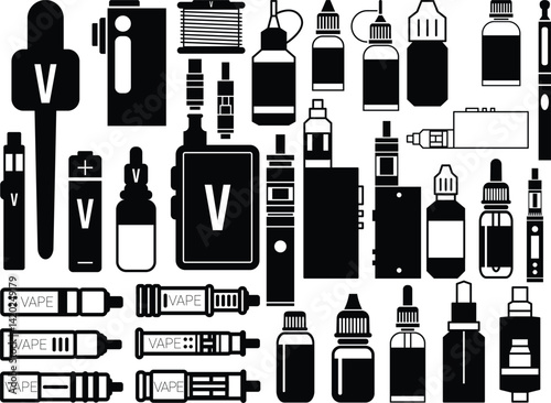Vape electronic cigarette Vector bundle, Clipart, Silhouette, Vector, icons, illustration, design.