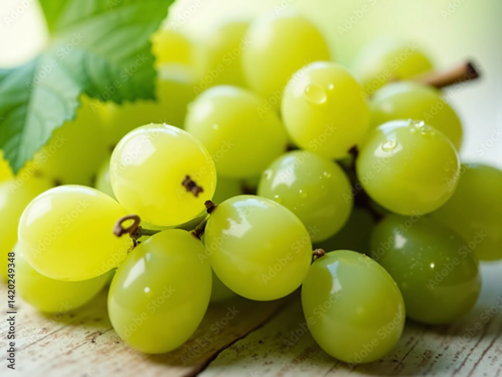 Fresh Green Grapes – Juicy Fruit Cluster with Natural Highlights, Water Droplets, and Grape Leaves on Clean Background – Perfect for Health, Food, and Product Advertising Fresh Green Grapes – Juicy Fruit Cluster with Natural Highlights, Water Droplets, and Grape Leaves on Clean Background – Perfect for Health, Food, and Product Advertising