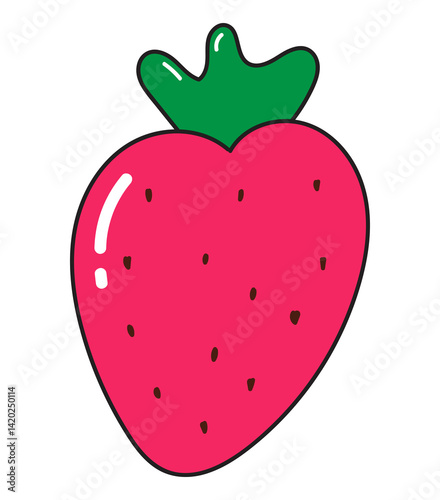 Hand drawn strawberry.Colorful cute fruit clipart.