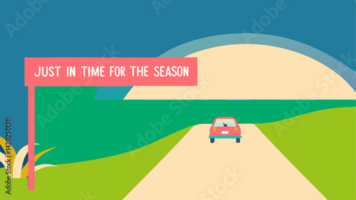 Beach sale promotion with waves and sky illustration