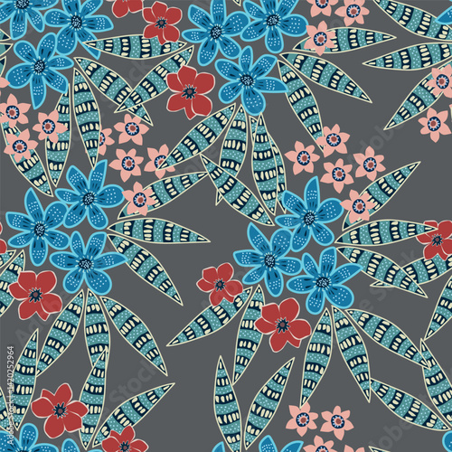 Vintage seamless floral pattern. Liberty style background of small mauve and lilac flowers. Small flowers scattered over a white background. Stock for printing on surfaces