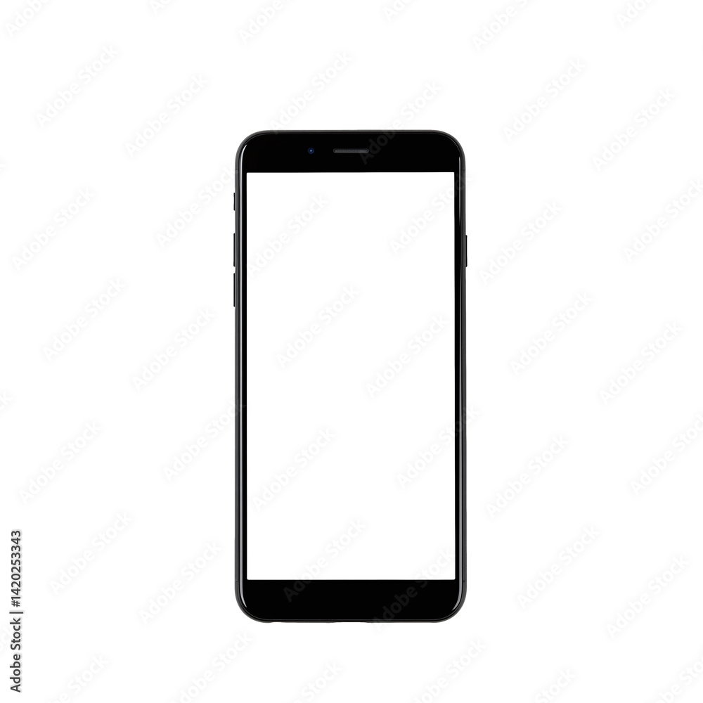 Isolated black smartphone mockup with blank screen for app design presentation and advertising use isolated on transparent background Isolated black smartphone mockup with blank screen for app design presentation and advertising use isolated on transparent background
