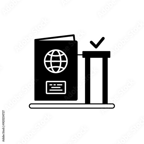Passport and Checkmark Icon for Travel Websites, Immigration Blogs, Security Awareness Materials, Online Travel Articles, and Educational Resources