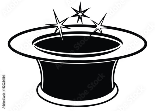 Magic hat line art silhouette vector