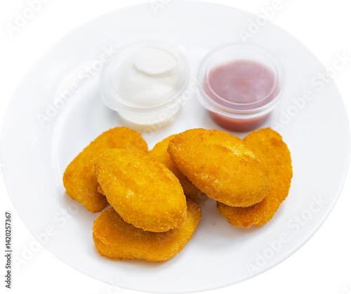 chicken nuggets with sauces