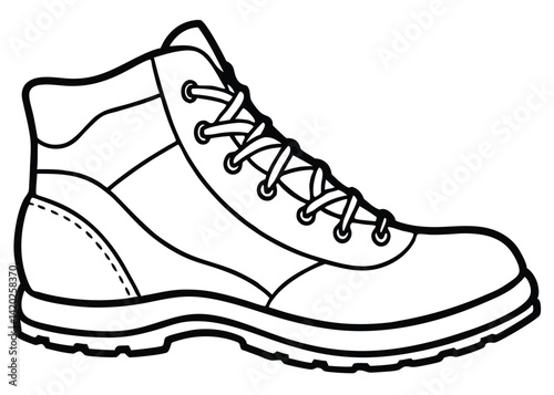 Hiking boots line art silhouette vector