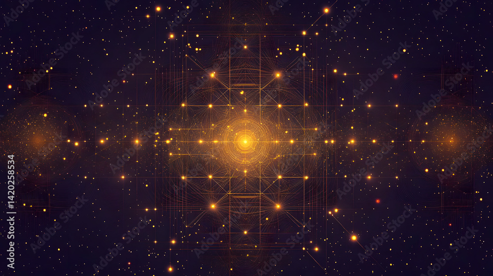 Fototapeta premium Golden Network: Abstract Cosmic Design