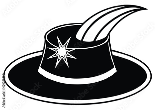 Magic hat line art silhouette vector