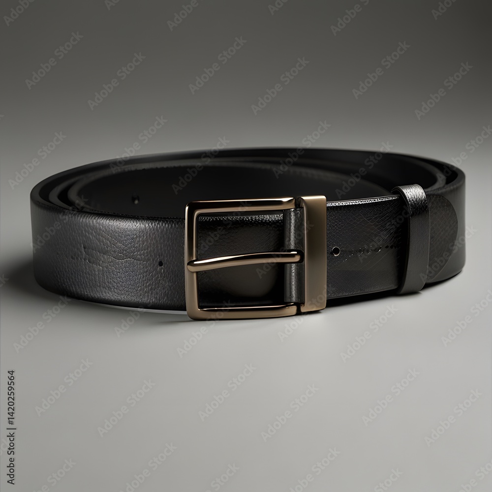 Classic Black Leather Belt with a Brass Buckle on a Dark Gray Surface
Classic Black Leather Belt with a Brass Buckle on a Dark Gray Surface