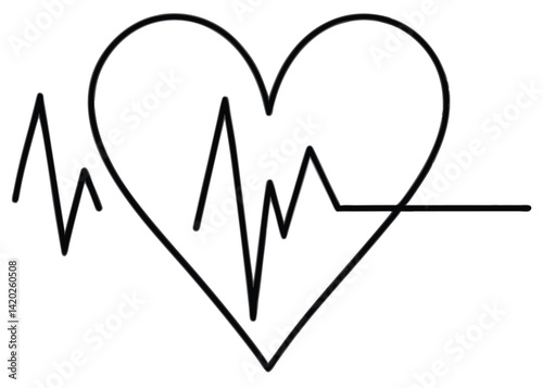 Heart beat line art silhouette vector
