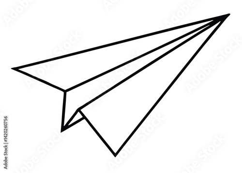 Paper plane line art silhouette vector