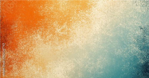 Orange teal beige yellow noisy color gradient background, grainy texture effect, poster banner header backdrop design