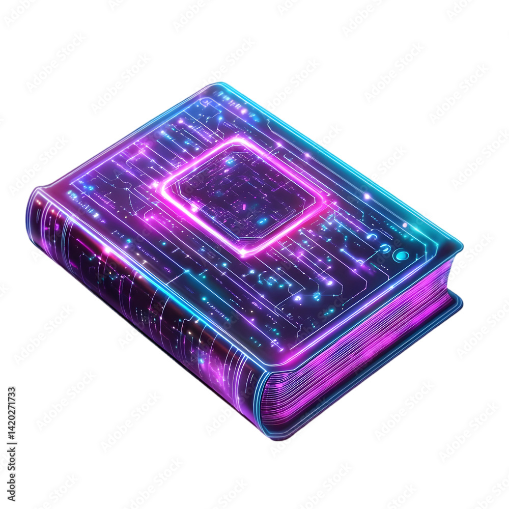 custom made wallpaper toronto digitalGlowing Purple and Blue Digital Book with Neon Lines and Particles