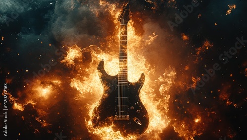 Fiery Guitar: A Burning Symphony of Rock and Roll