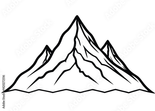 Mountain peak line art silhouette vector