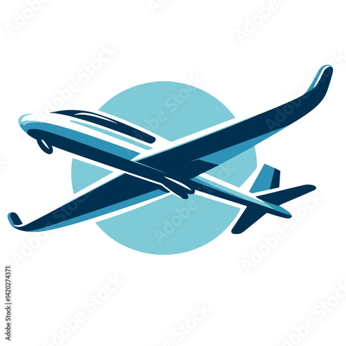 Glider Vector Illustration – Minimal Aircraft Silhouette on Transparent Background