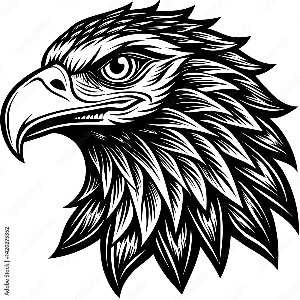 Fototapeta premium Bald Eagle Silhouette vector style lacks a white flat vector art of a bald eagle