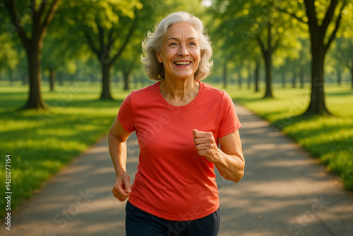 senior woman jogging