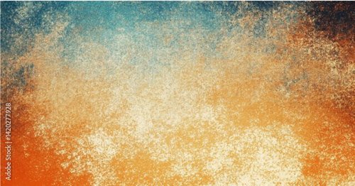 Orange teal beige yellow noisy color gradient background, grainy texture effect, poster banner header backdrop design