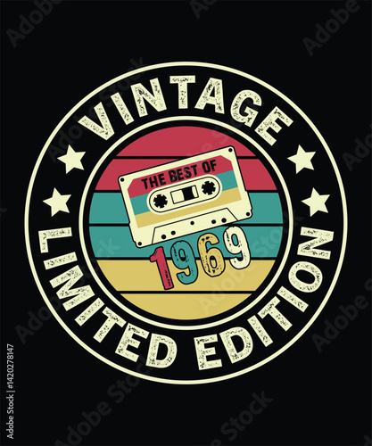 Funny Old School Hip Hop Retro Vintage Cassette Music Mixtape T shirt Design
