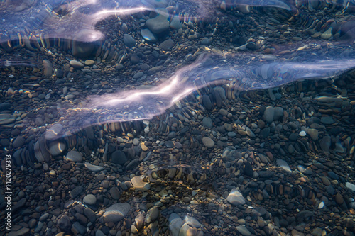 Obraz na płótnie Water sea. Nature river. Beach stones wave. w salonie